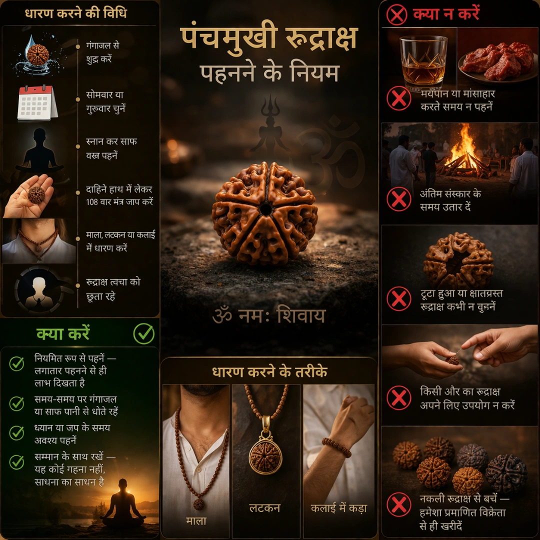 5 mukhi rudraksha pehnne ke niyam